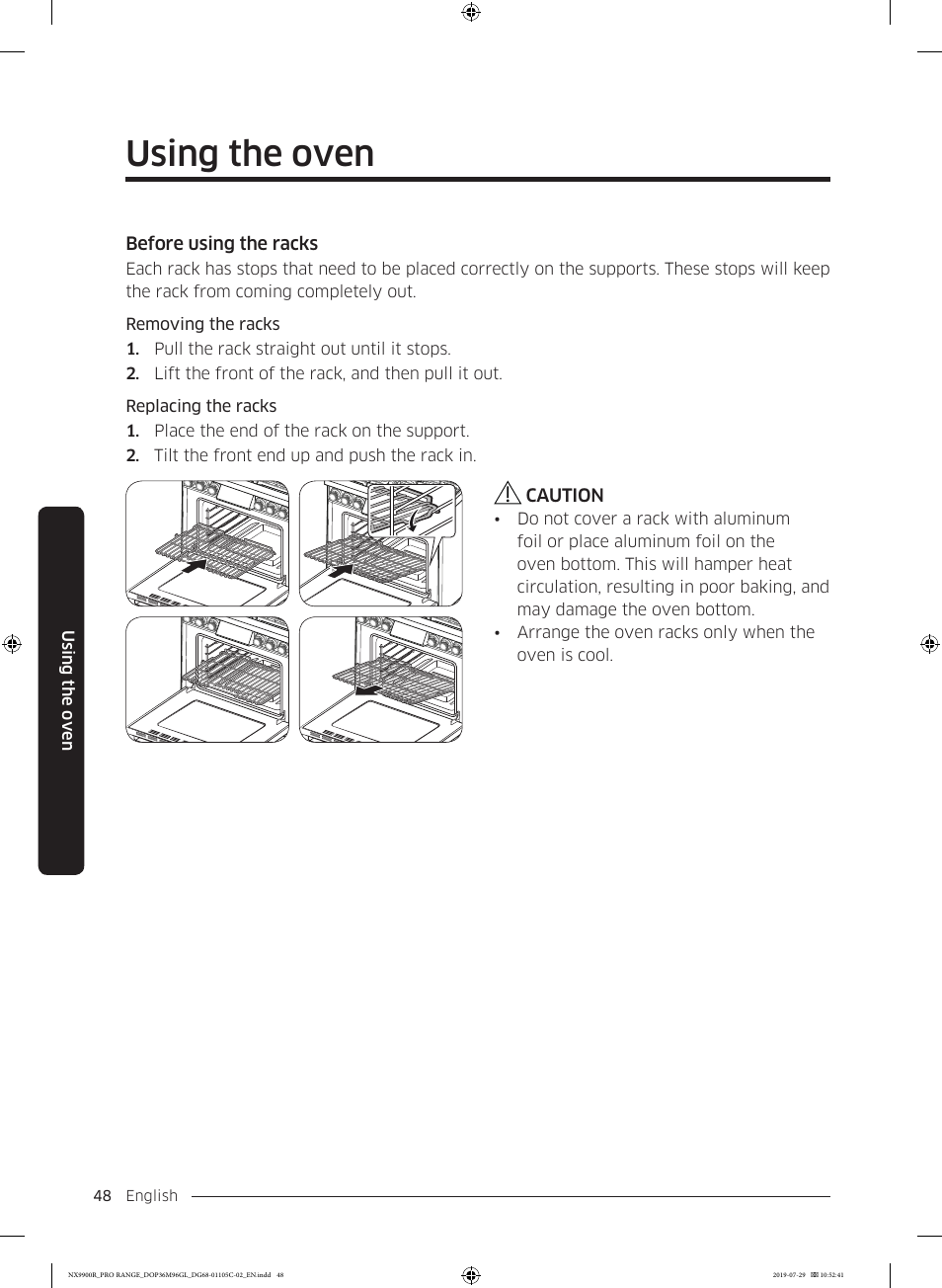 Using the oven | Dacor Contemporary 36 Inch Freestanding Professional Gas Smart Range Use and Care Manual User Manual | Page 48 / 324