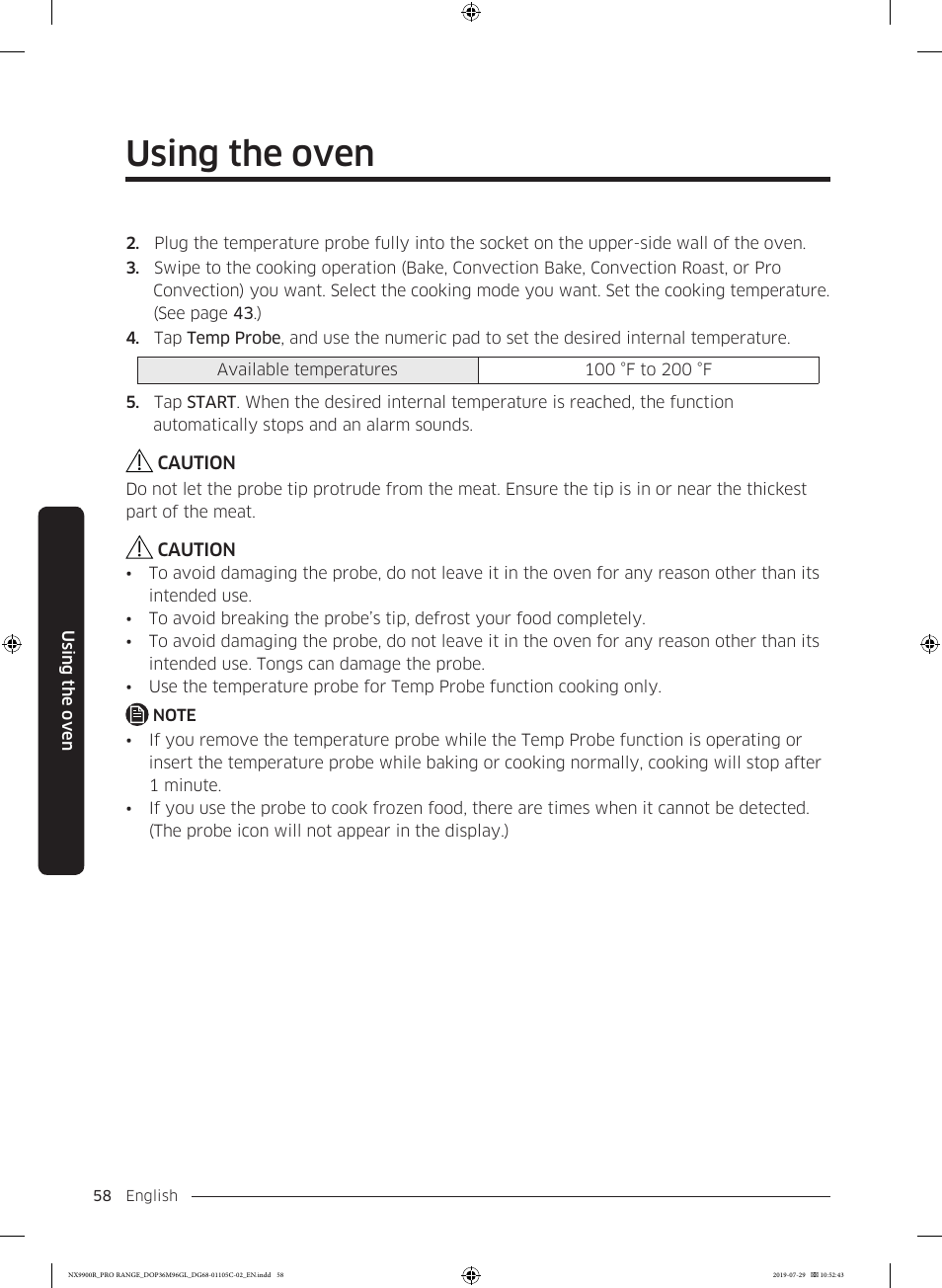 Using the oven | Dacor Contemporary 36 Inch Freestanding Professional Gas Smart Range Use and Care Manual User Manual | Page 58 / 324