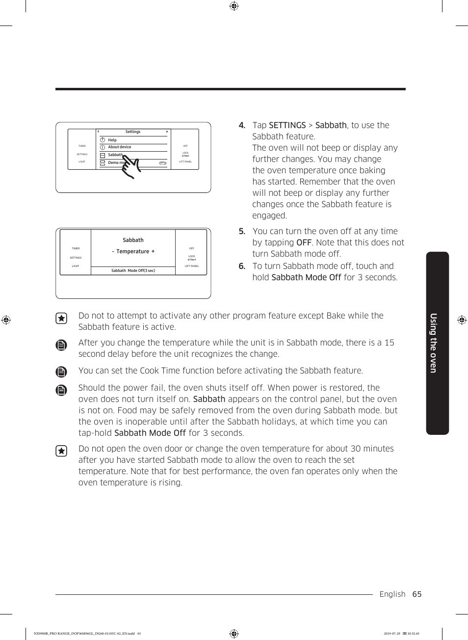 Using the oven | Dacor Contemporary 36 Inch Freestanding Professional Gas Smart Range Use and Care Manual User Manual | Page 65 / 324