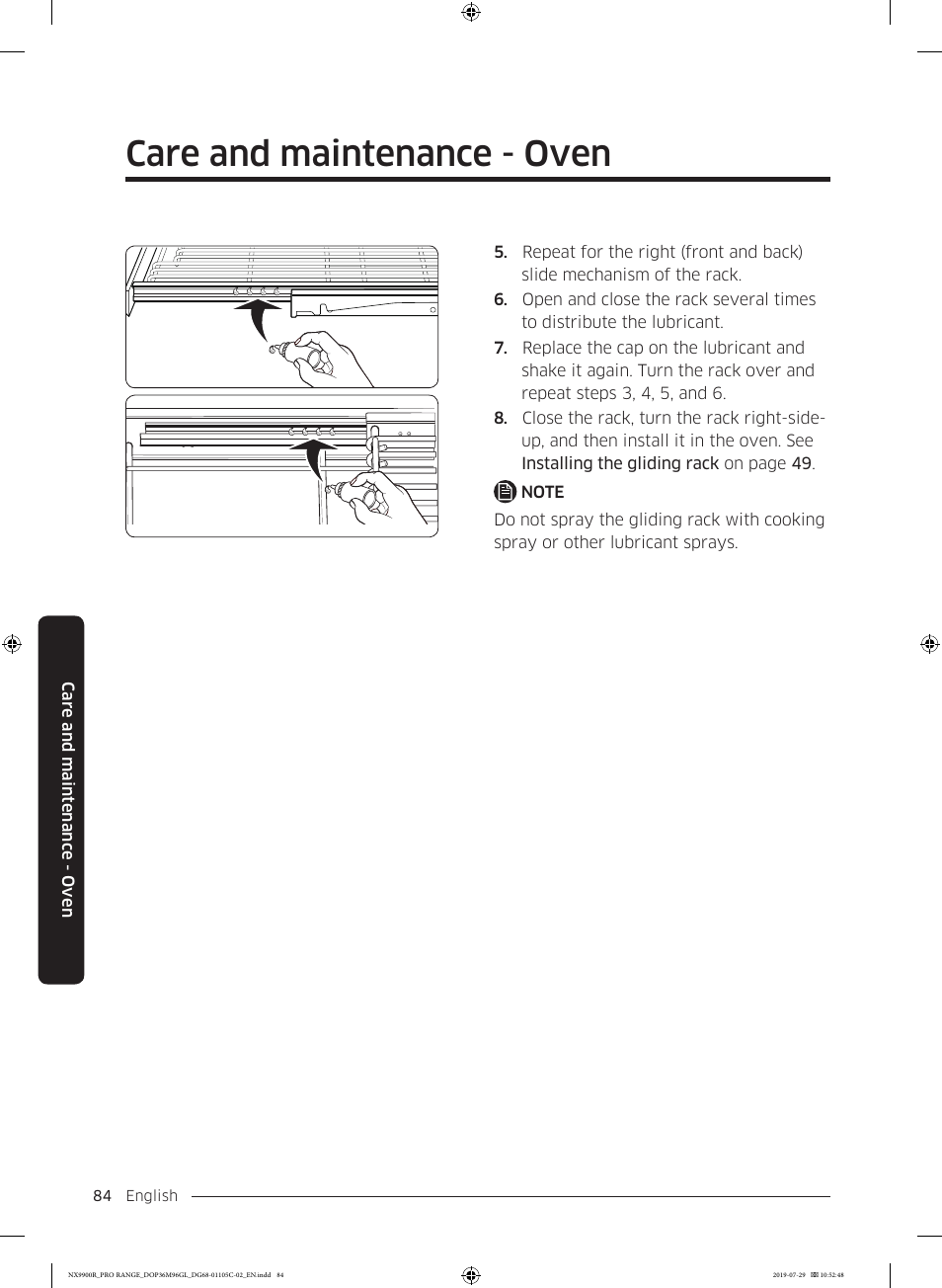 Care and maintenance - oven | Dacor Contemporary 36 Inch Freestanding Professional Gas Smart Range Use and Care Manual User Manual | Page 84 / 324