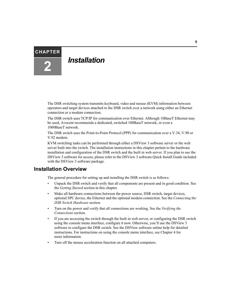 Installation | Avocent DSR1020 User Manual | Page 13 / 96