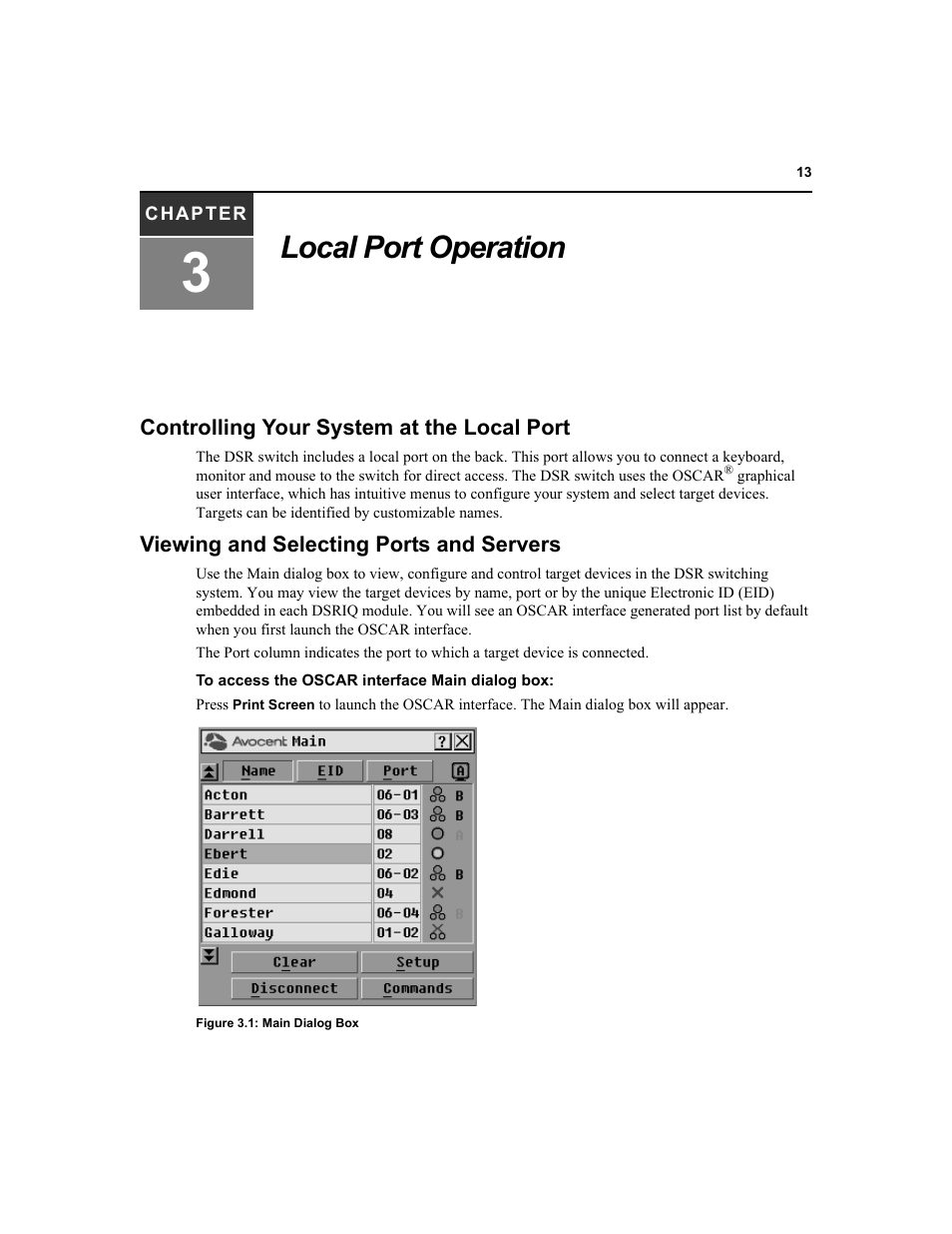 Local port operation | Avocent DSR1020 User Manual | Page 21 / 96