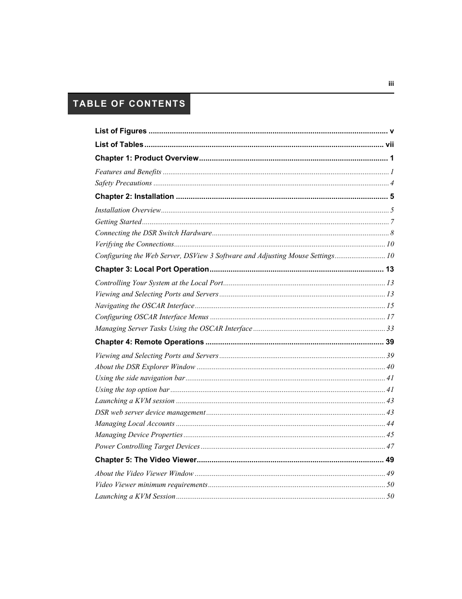 Avocent DSR1020 User Manual | Page 3 / 96