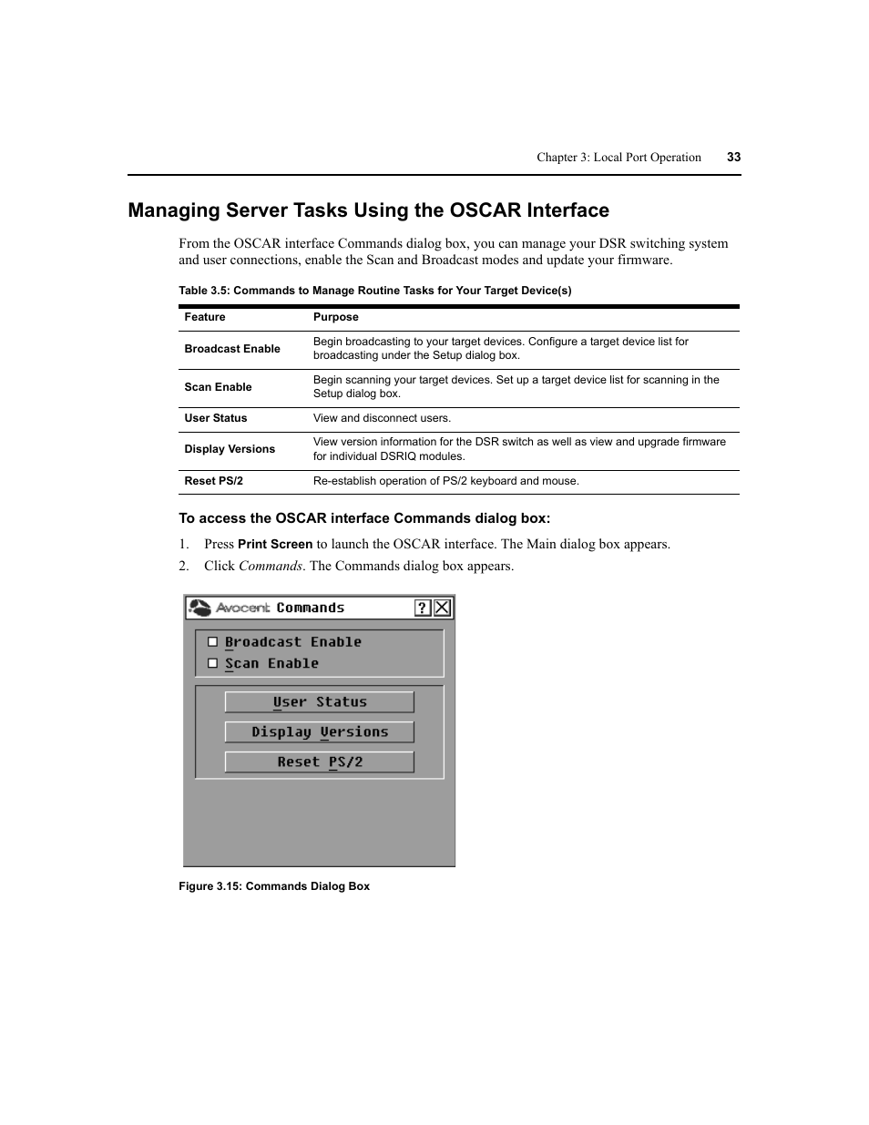 Managing server tasks using the oscar interface | Avocent DSR1020 User Manual | Page 41 / 96