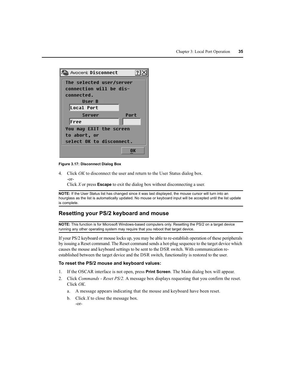 Resetting your ps/2 keyboard and mouse | Avocent DSR1020 User Manual | Page 43 / 96