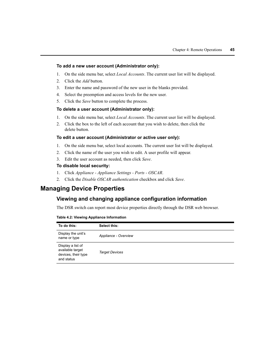 Managing device properties | Avocent DSR1020 User Manual | Page 53 / 96