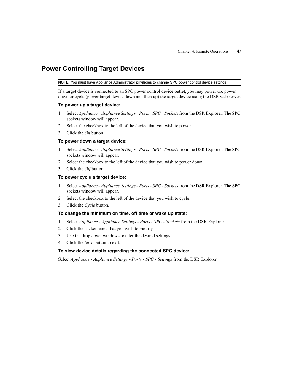 Power controlling target devices | Avocent DSR1020 User Manual | Page 55 / 96