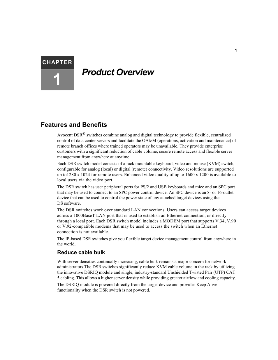 Product overview | Avocent DSR1020 User Manual | Page 9 / 96