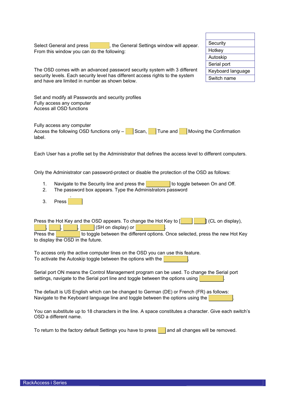 General settings | Daxten RACKACCESS 16I User Manual | Page 10 / 21