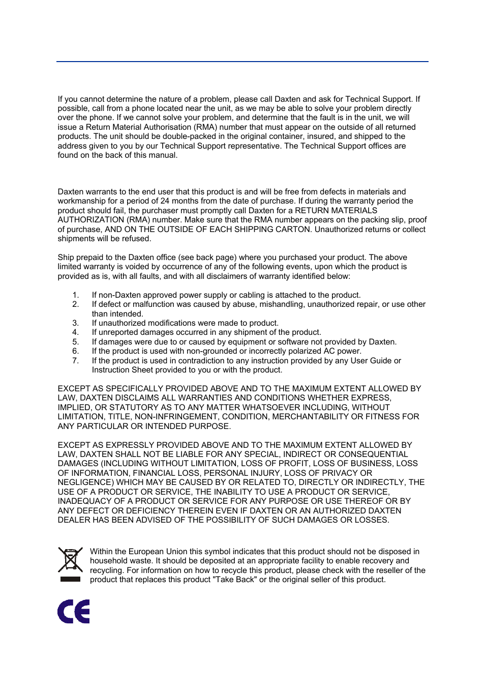 Service information, Technical support, Limited warranty | Daxten RACKACCESS 16I User Manual | Page 20 / 21