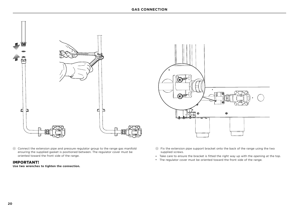 Important, Gas connection | Fisher & Paykel Series 7 Classic Series 36 Inch Freestanding Gas Range Installation Guide User Manual | Page 20 / 56