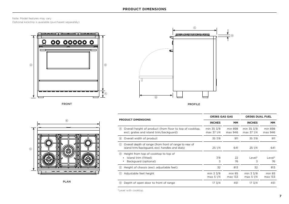 Fisher & Paykel Series 7 Classic Series 36 Inch Freestanding Gas Range Installation Guide User Manual | Page 7 / 56