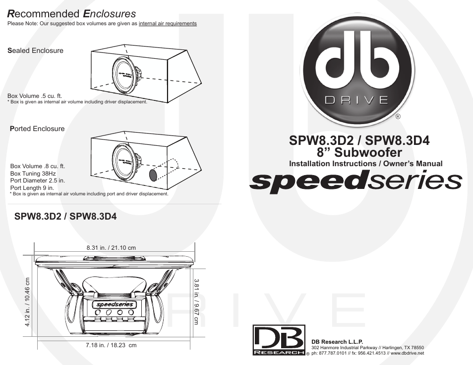 DB Drive SPW8.3D2 User Manual | 2 pages