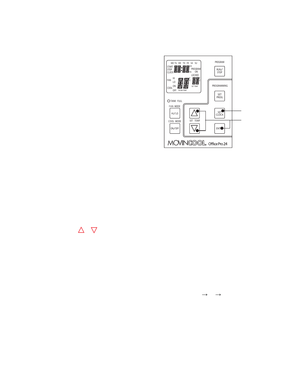 Set clock, Operating in cool mode, Operating in fan only mode | Changing from fan only mode to cool mode, Operation (cont.) | DENSO CORPORATION MOVINCOOL OFFICE PRO 24 User Manual | Page 16 / 28