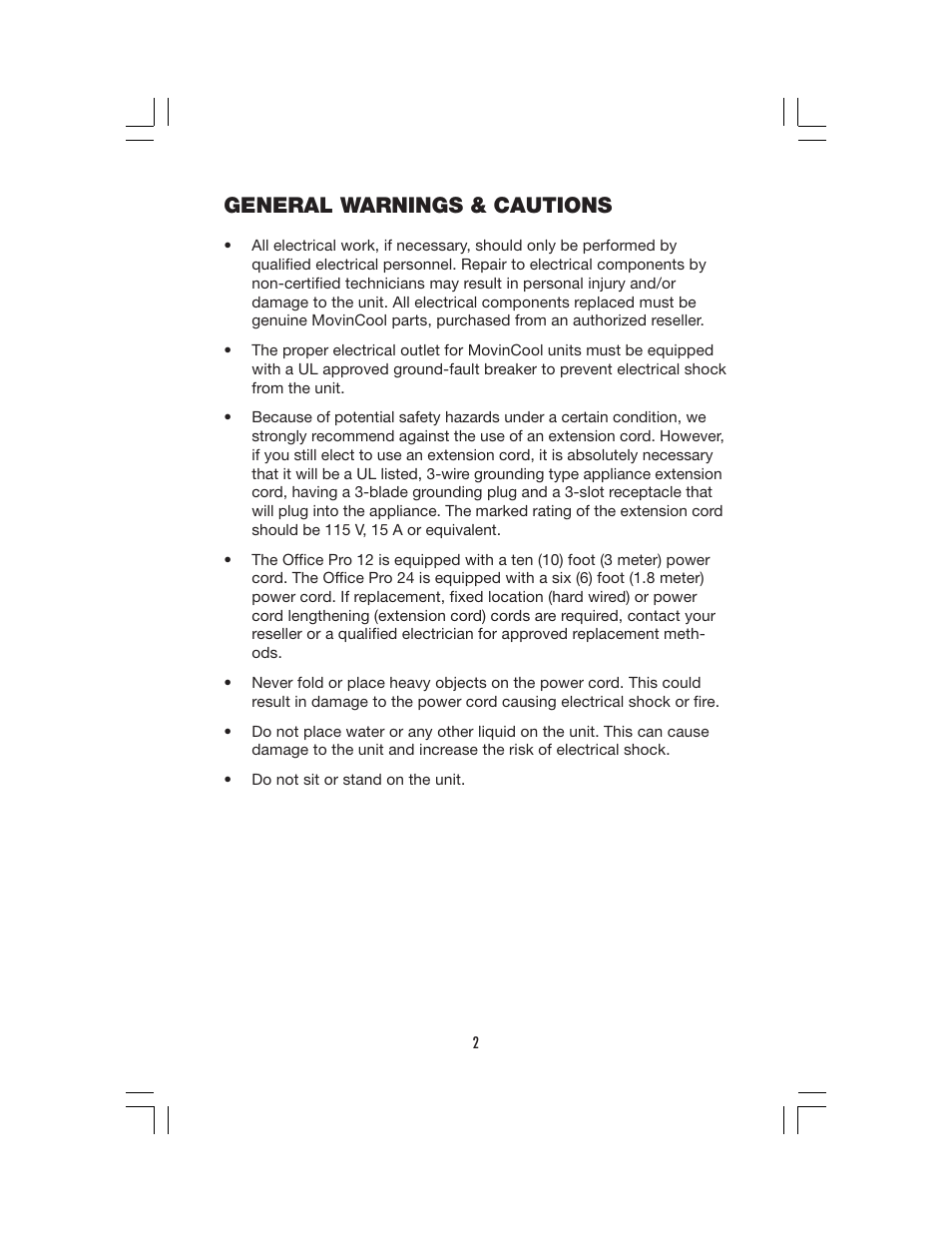 General warnings & cautions | DENSO CORPORATION OFFICE PRO 24 User Manual | Page 8 / 28