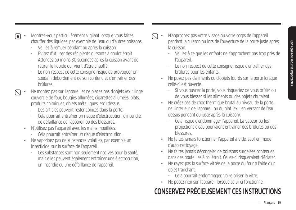 Conservez précieusement ces instructions | Samsung 30 Inch Freestanding Electric Smart Range Owner Manual User Manual | Page 159 / 210