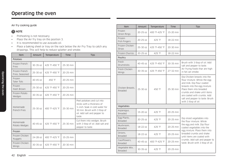 Operating the oven | Samsung 30 Inch Freestanding Electric Smart Range Owner Manual User Manual | Page 42 / 210