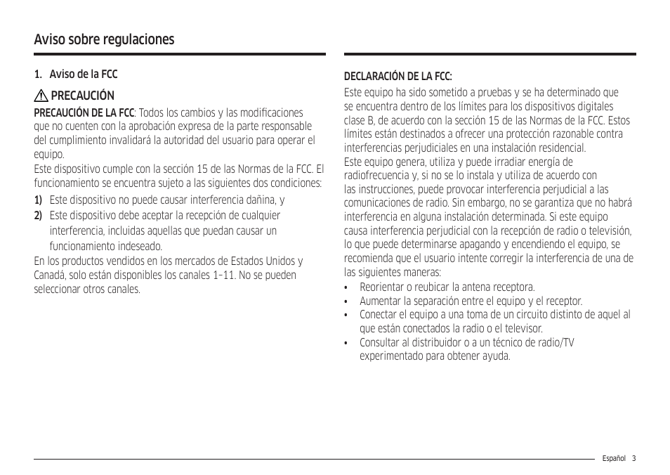 Aviso sobre regulaciones | Samsung 30 Inch Freestanding Electric Smart Range Owner Manual User Manual | Page 73 / 210