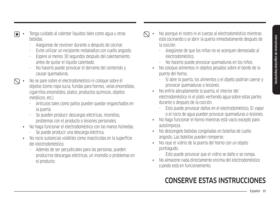 Conserve estas instrucciones | Samsung 30 Inch Freestanding Electric Smart Range Owner Manual User Manual | Page 89 / 210