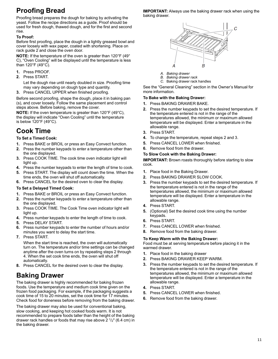 Proofing bread_w11281977, Cook time_w11281977, Baking drawer_efsr_cg | Proofing bread, Cook time, Baking drawer | KITCHENAID 30 Inch Slide-In Electric Range Control Guide User Manual | Page 11 / 25