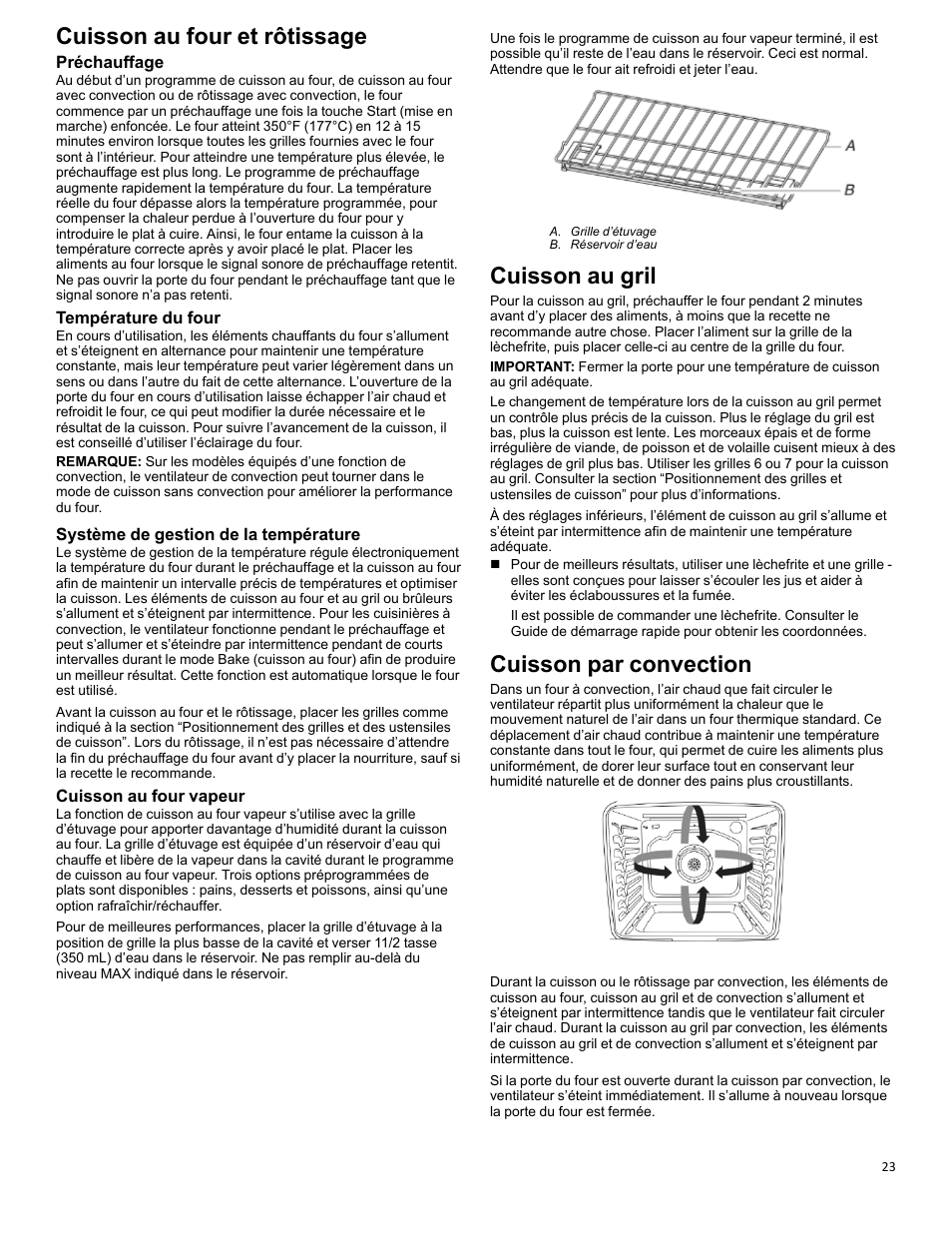 Baking and roasting_w11281977_fr, Broiling_w11281977_fr, Convection cooking_w11281977_fr | Cuisson au four et rôtissage, Cuisson au gril, Cuisson par convection | KITCHENAID 30 Inch Slide-In Electric Range Control Guide User Manual | Page 23 / 25
