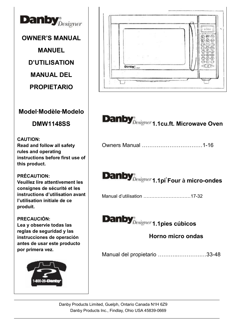 Danby DMW1148SS User Manual | 52 pages