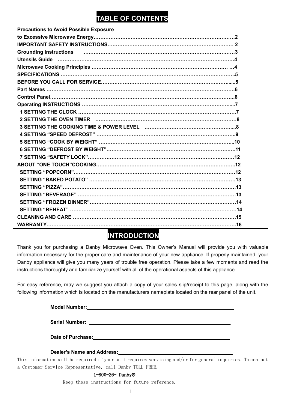 Danby DMW1148SS User Manual | Page 3 / 52