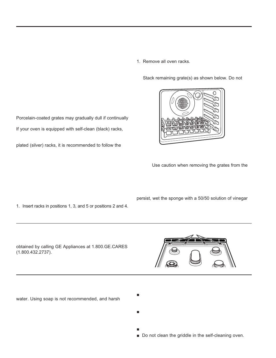 Care and cleaning: cooktop cooktop (cont.), Griddles, Grate support bumpers (on some models) | Burner grates | GE Profile 30 Inch Gas Smart Range User/Care Manual User Manual | Page 25 / 70