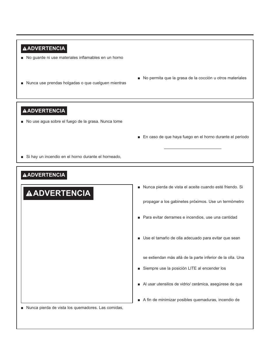 Advertencia | GE Profile 30 Inch Gas Smart Range User/Care Manual User Manual | Page 41 / 70