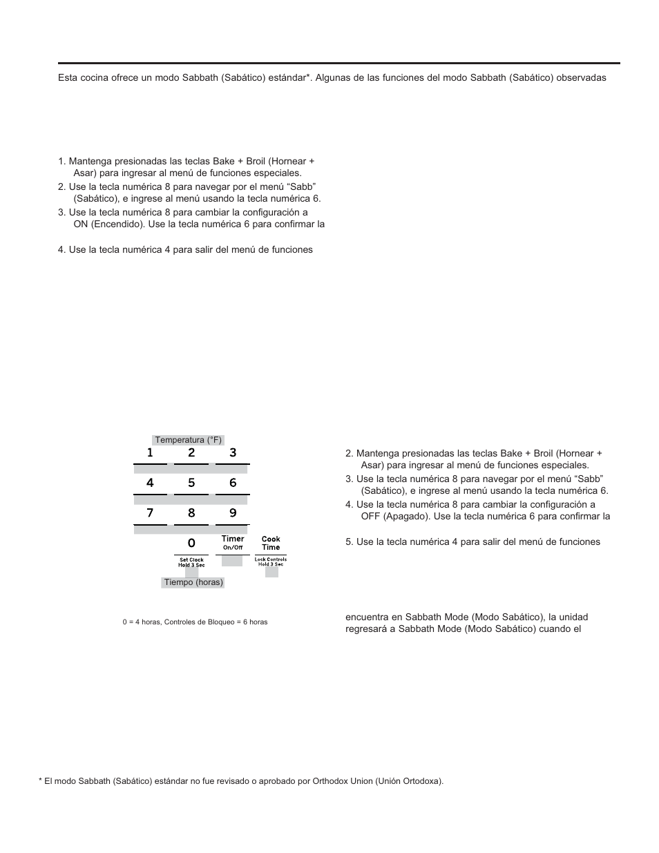 Modo sabático - estándar, Uso de la cocina: modo sabático - estándar, Configuración del modo sabático | Inicio del horneado continuo, Ajuste de temperatura, Inicie un horneado por tiempo, Salir del modo sabático | GE Profile 30 Inch Gas Smart Range User/Care Manual User Manual | Page 52 / 70
