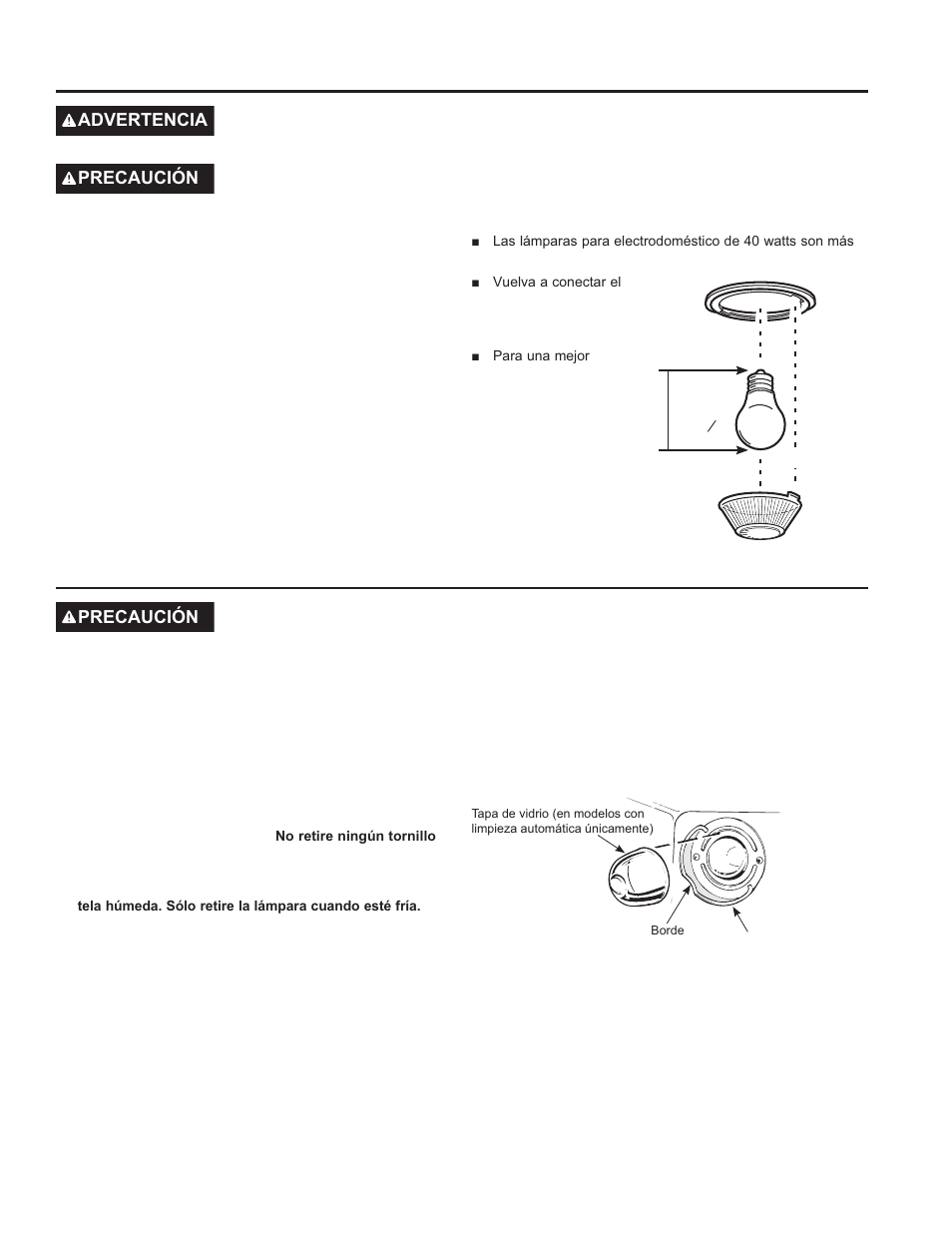 Cuidado y limpieza: luz del horno, Luz del horno | GE Profile 30 Inch Gas Smart Range User/Care Manual User Manual | Page 63 / 70