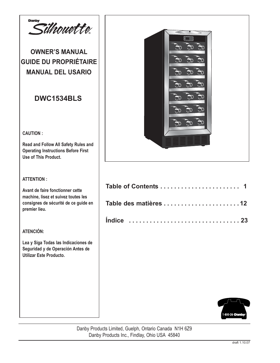 Danby DWC1534BLS User Manual | 32 pages