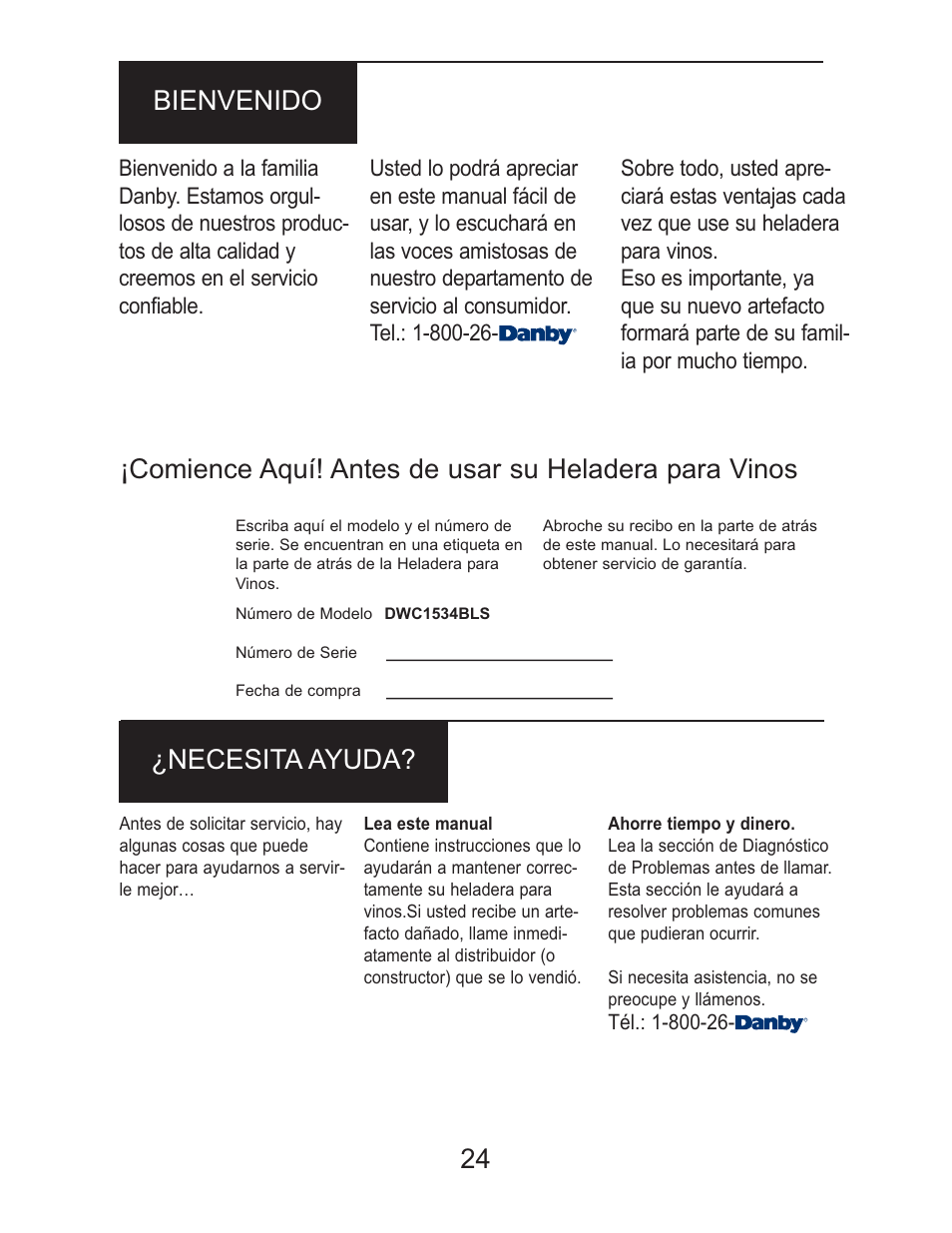 24 bienvenido ¿necesita ayuda | Danby DWC1534BLS User Manual | Page 23 / 32