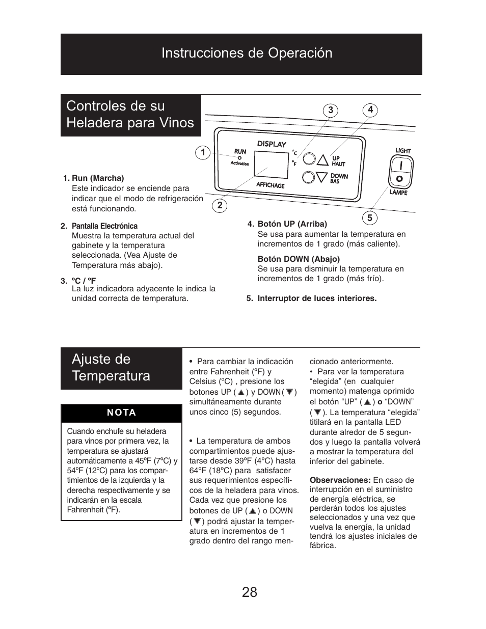 Controles de su heladera para vinos | Danby DWC1534BLS User Manual | Page 27 / 32