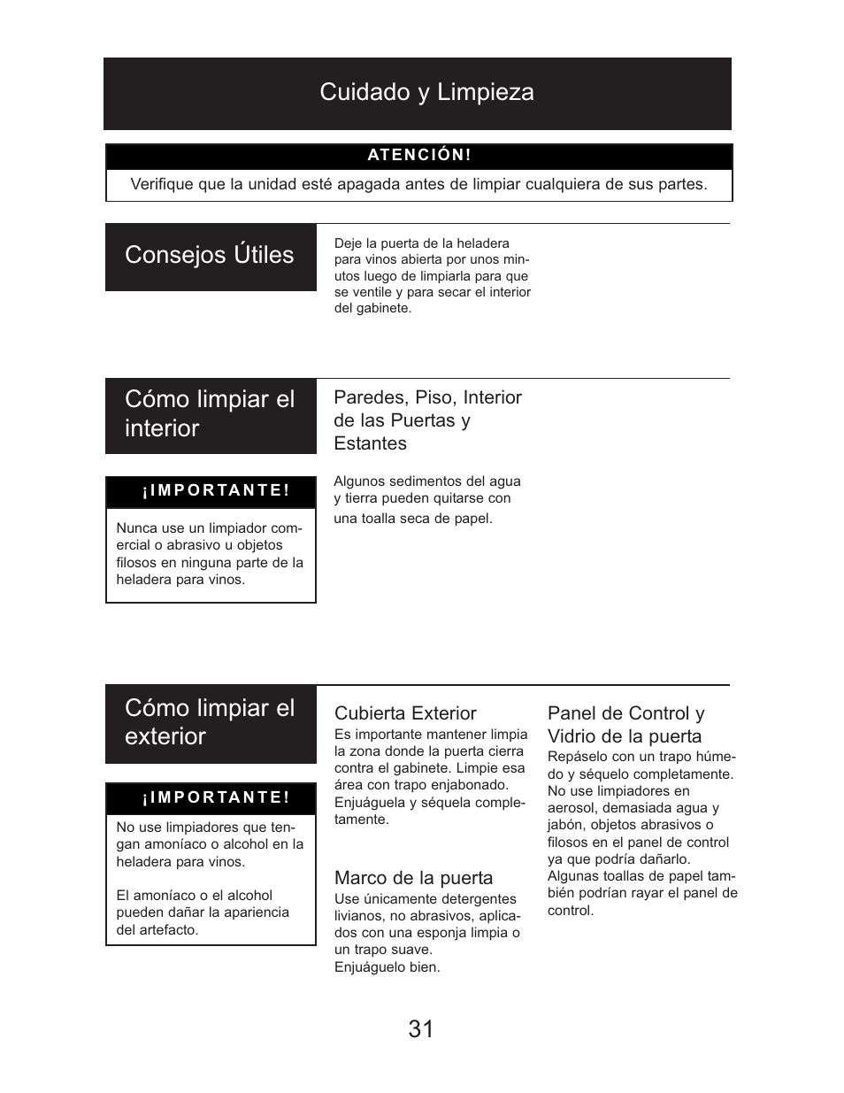 31 consejos útiles | Danby DWC1534BLS User Manual | Page 30 / 32