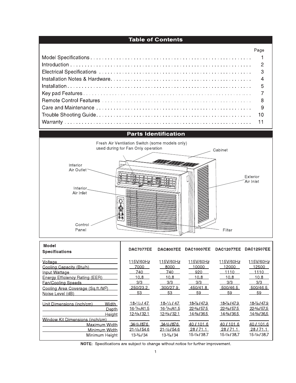 Danby DAC8007EE User Manual | Page 2 / 13