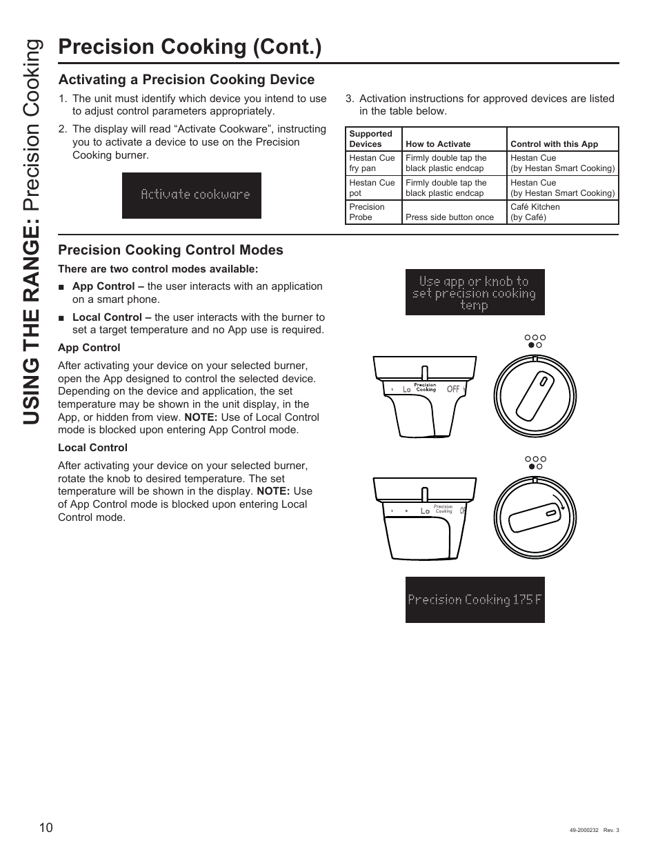 Precision cooking control modes, Activating a precision cooking device | Cafe Owner Manual User Manual | Page 11 / 73