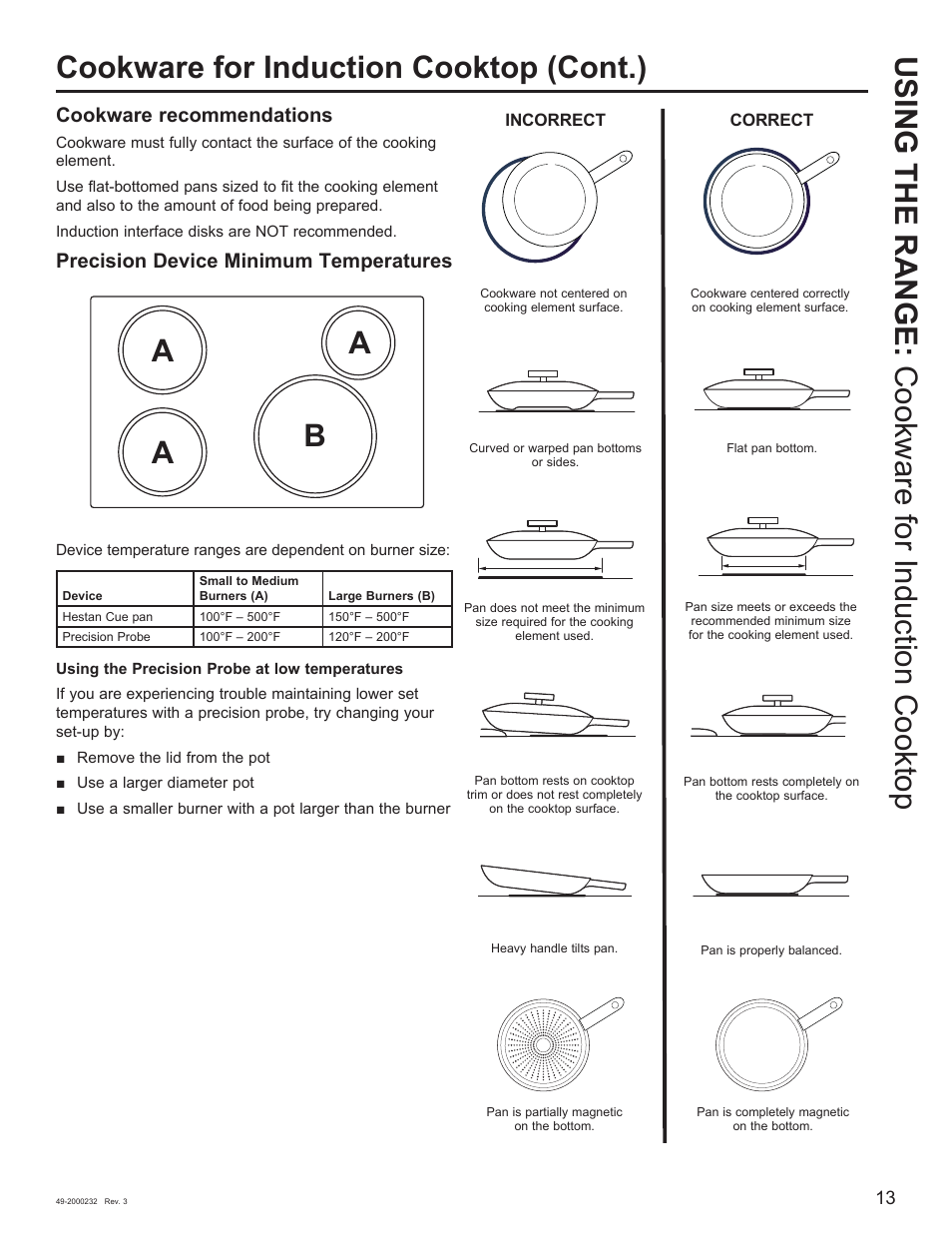 Ab a, Cookware recommendations, Precision device minimum temperatures | Cafe Owner Manual User Manual | Page 14 / 73