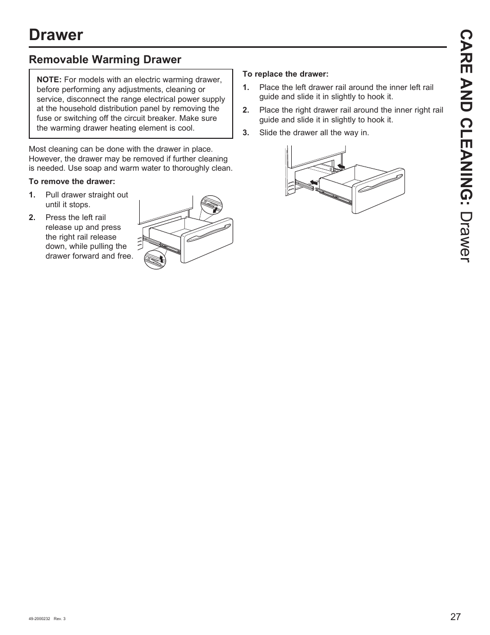 Drawer care and cleaning: drawer | Cafe Owner Manual User Manual | Page 28 / 73