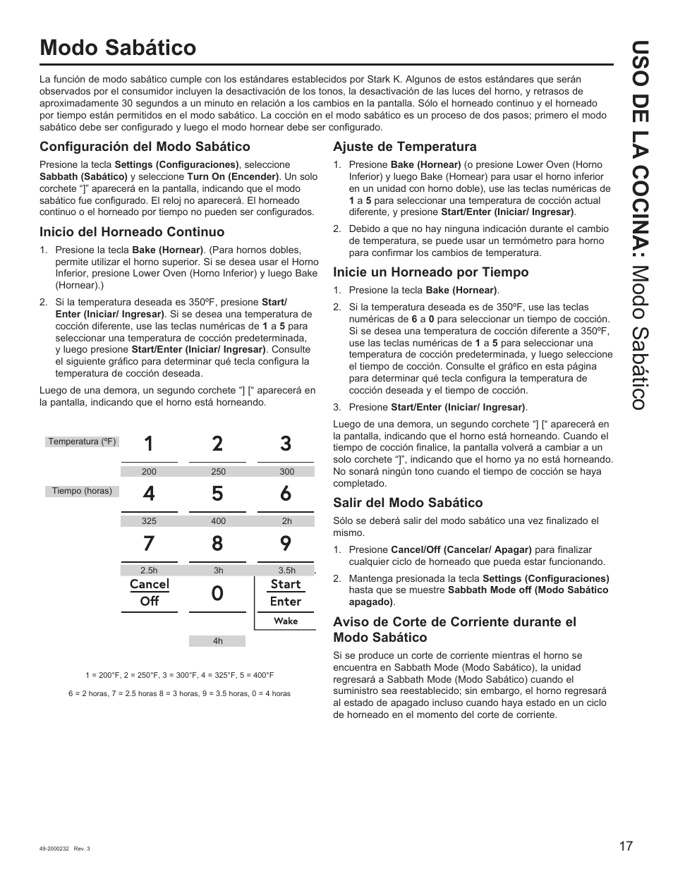 Uso de la cocina: modo sabático modo sabático | Cafe Owner Manual User Manual | Page 54 / 73