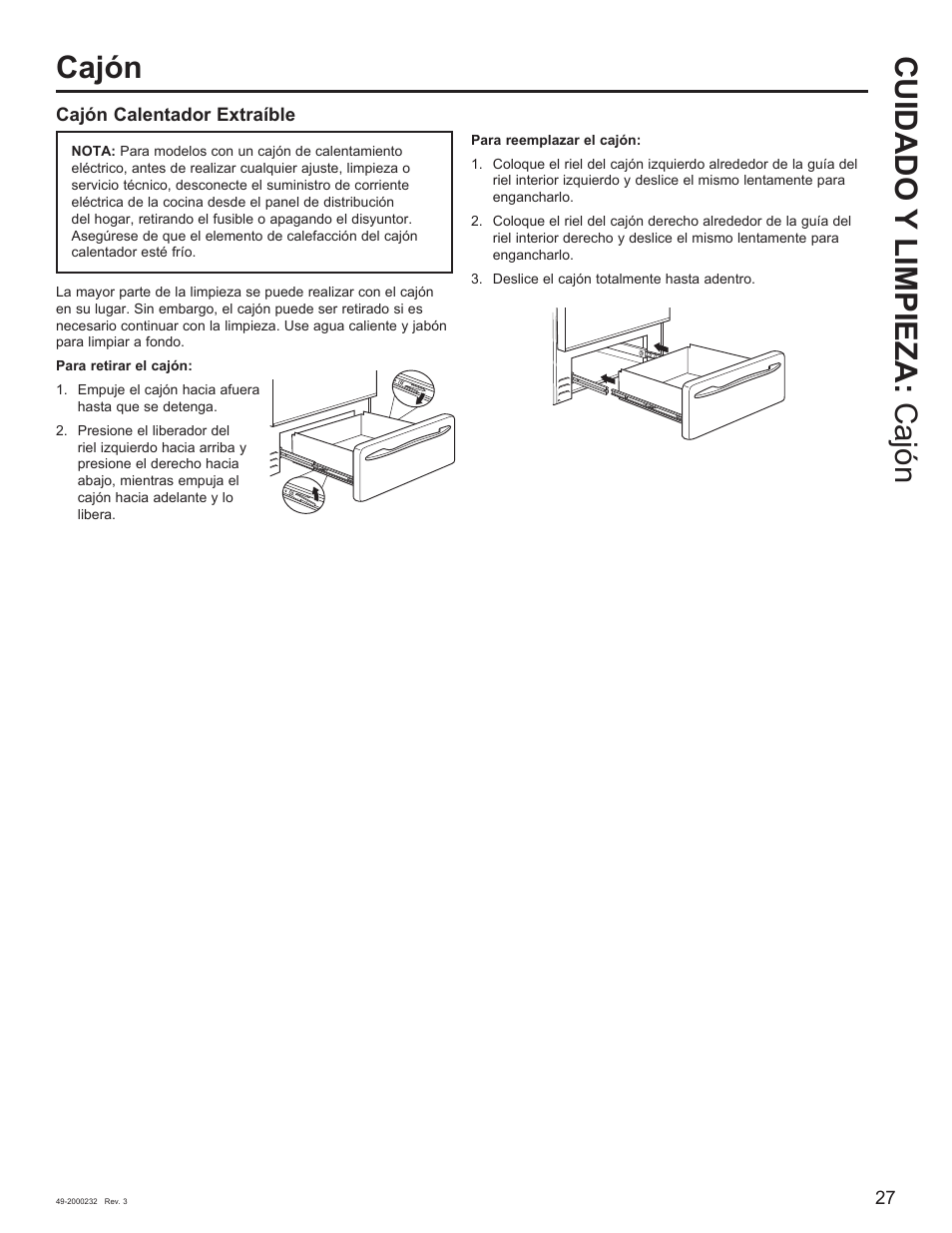 Cuidado y limpieza: cajón cajón | Cafe Owner Manual User Manual | Page 64 / 73