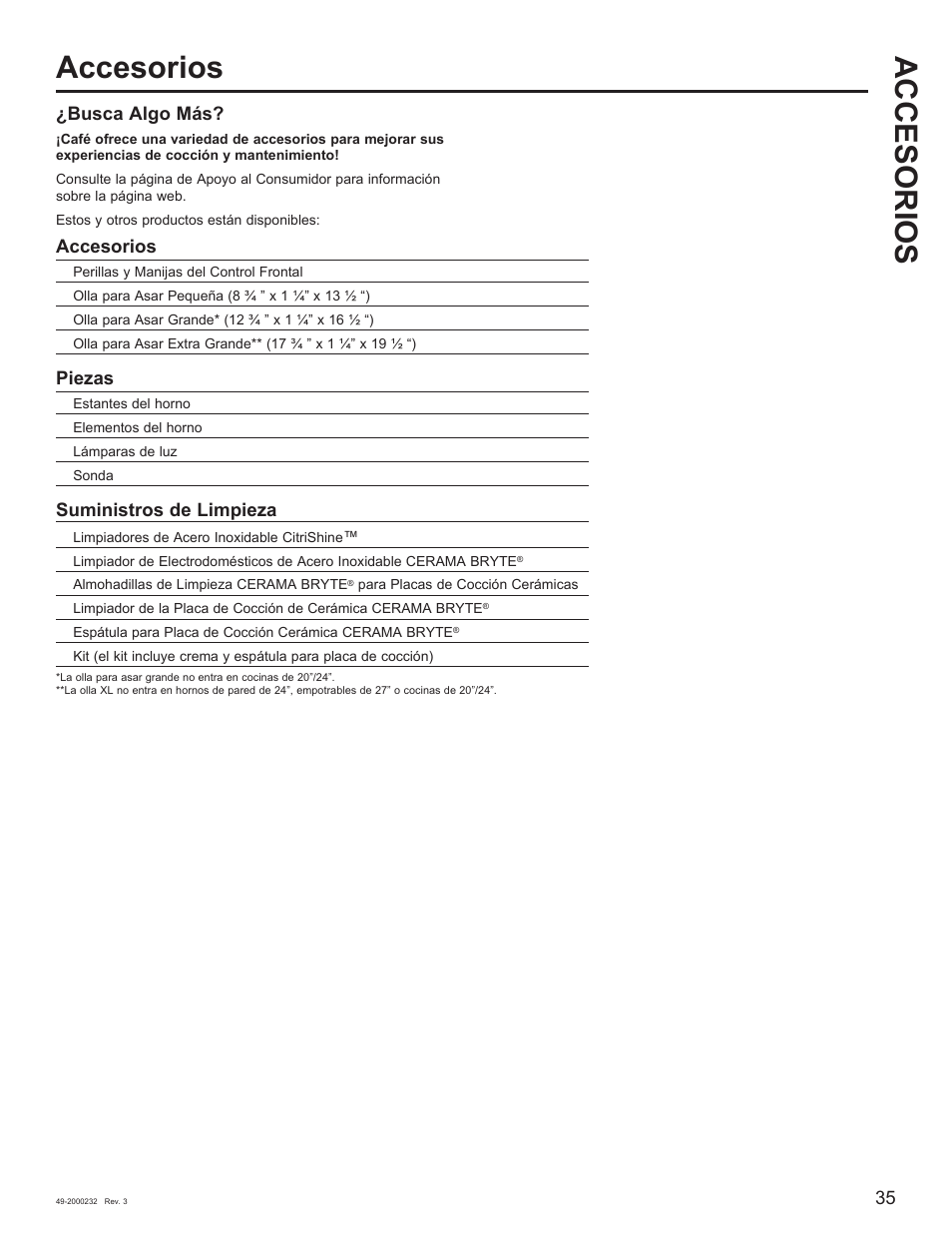 Accesorios | Cafe Owner Manual User Manual | Page 72 / 73
