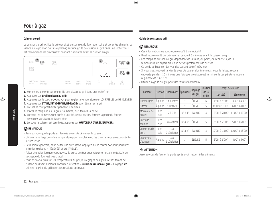 Four à gaz | Samsung 30 Inch Slide-in Gas Smart Range Owner Manual User Manual | Page 118 / 144