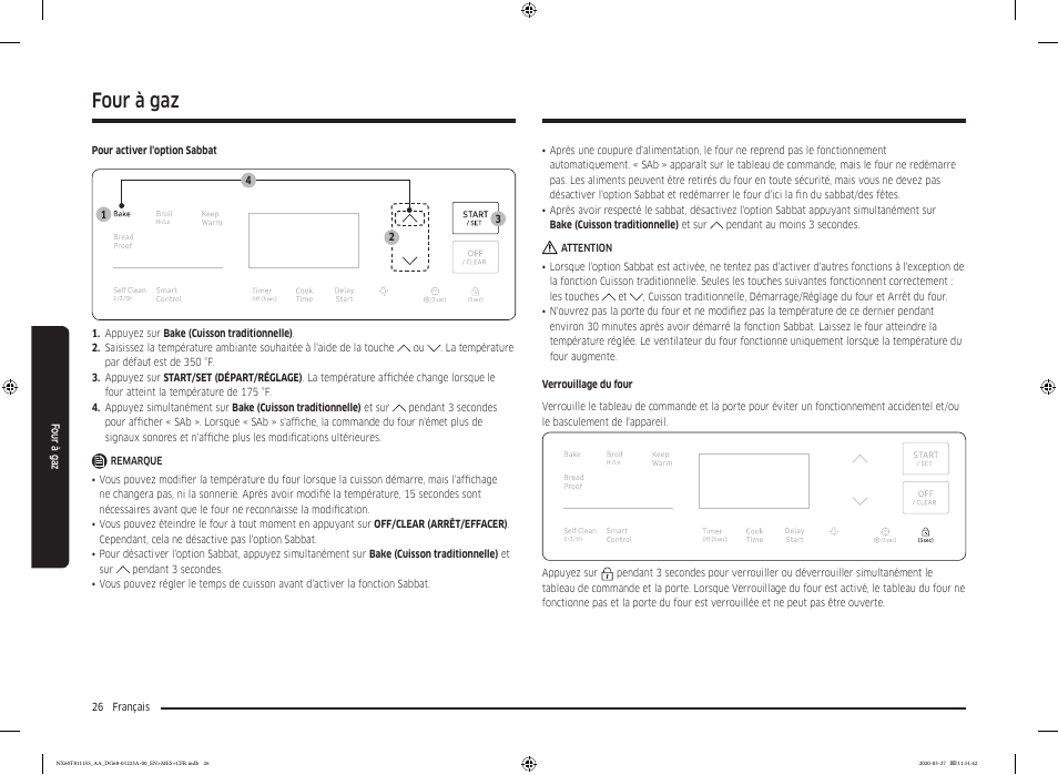 Four à gaz | Samsung 30 Inch Slide-in Gas Smart Range Owner Manual User Manual | Page 122 / 144