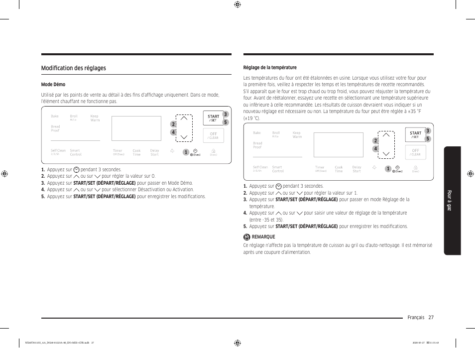 Modification des réglages | Samsung 30 Inch Slide-in Gas Smart Range Owner Manual User Manual | Page 123 / 144