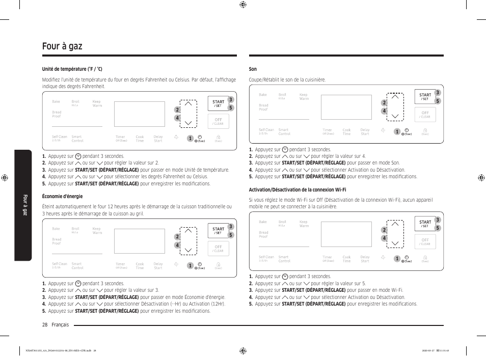 Four à gaz | Samsung 30 Inch Slide-in Gas Smart Range Owner Manual User Manual | Page 124 / 144