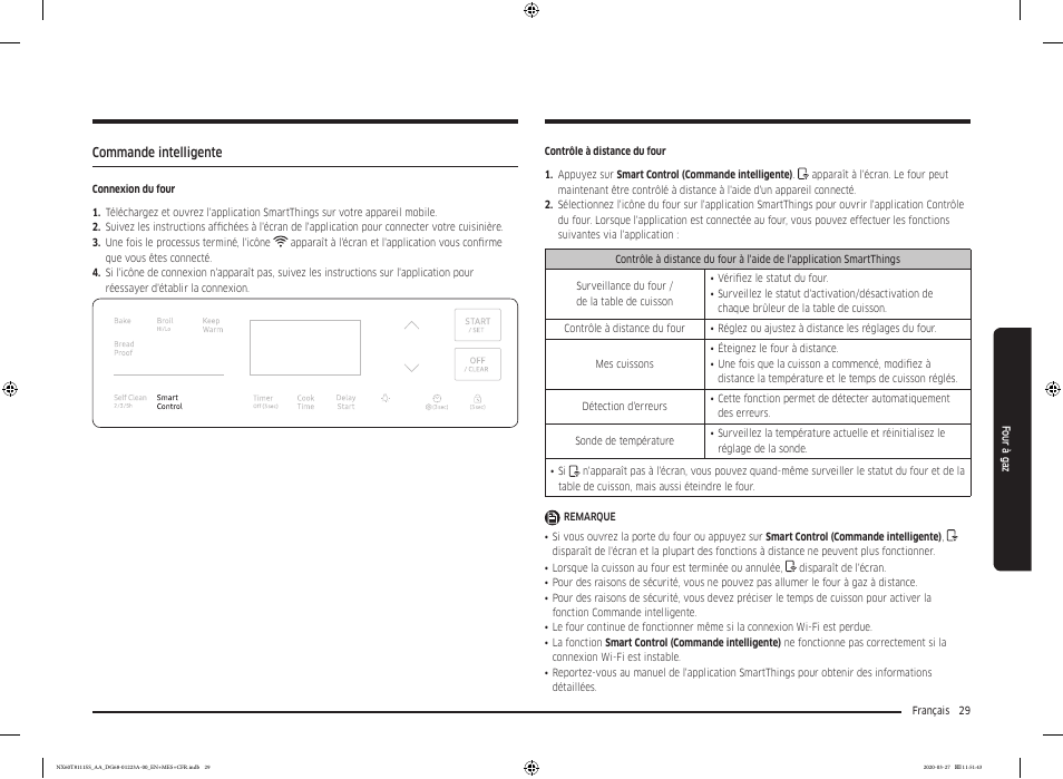 Commande intelligente | Samsung 30 Inch Slide-in Gas Smart Range Owner Manual User Manual | Page 125 / 144