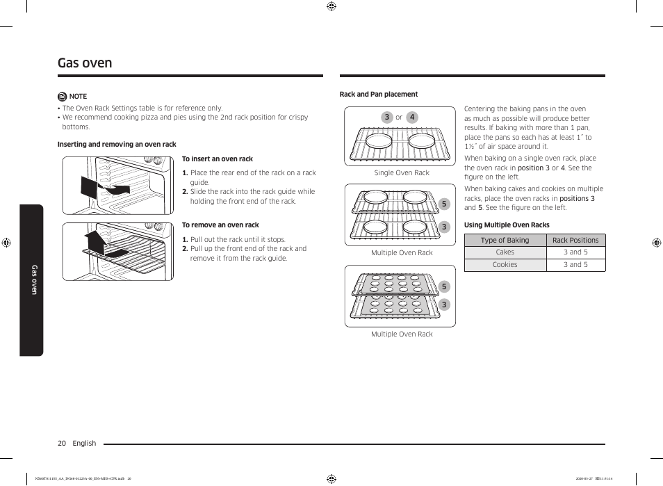 Gas oven | Samsung 30 Inch Slide-in Gas Smart Range Owner Manual User Manual | Page 20 / 144