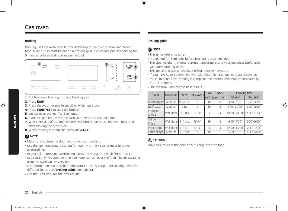 Gas oven | Samsung 30 Inch Slide-in Gas Smart Range Owner Manual User Manual | Page 22 / 144