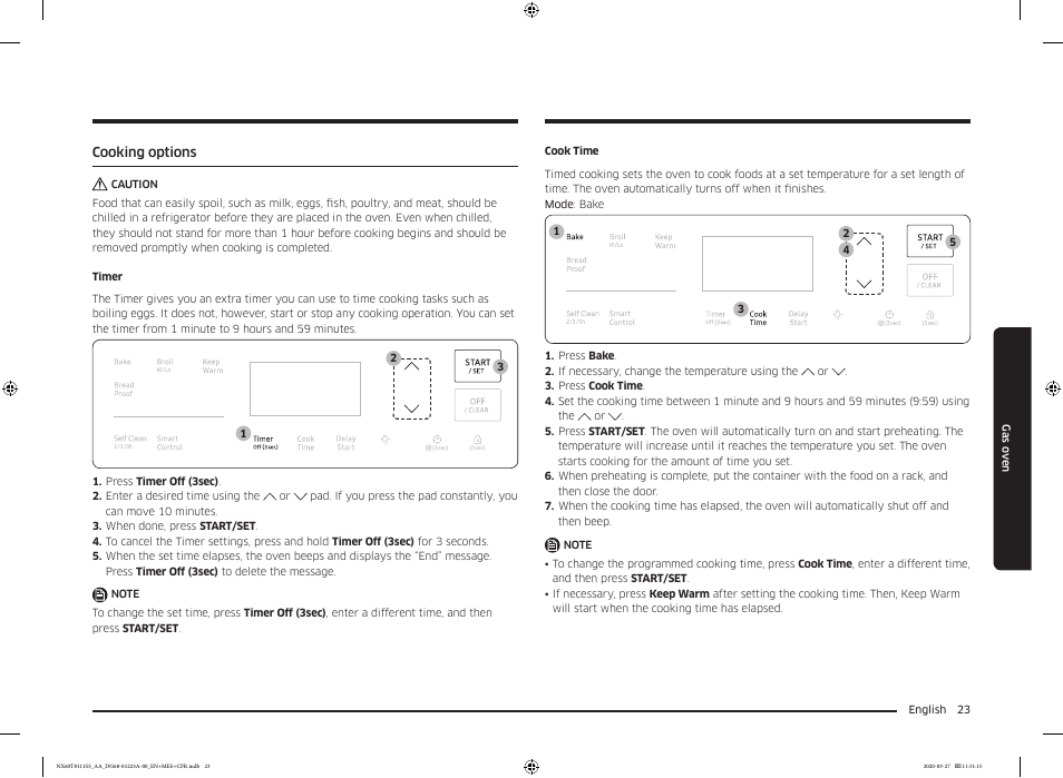 Cooking options | Samsung 30 Inch Slide-in Gas Smart Range Owner Manual User Manual | Page 23 / 144